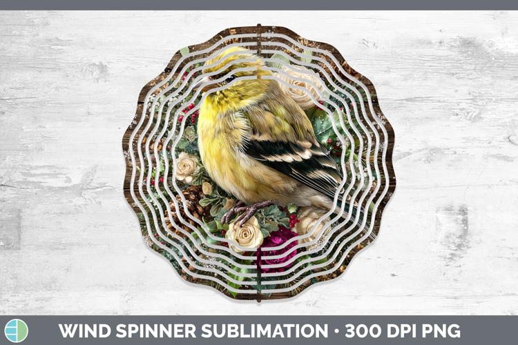 Goldfinch Birds 01 Rustic Christmas Wind Spinner Sublimation