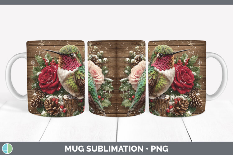 GorgeousBirds 01 Rustic Christmas Mug Wrap design.