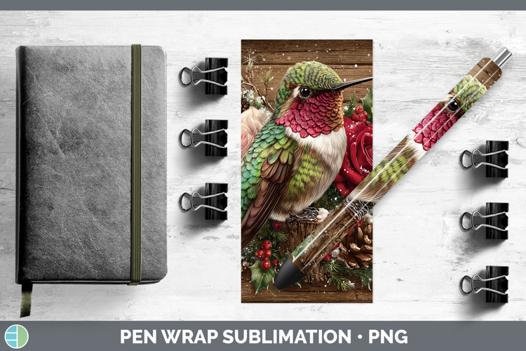 Hummingbird Birds 01 Rustic Christmas Pen Wrap Sublimation D