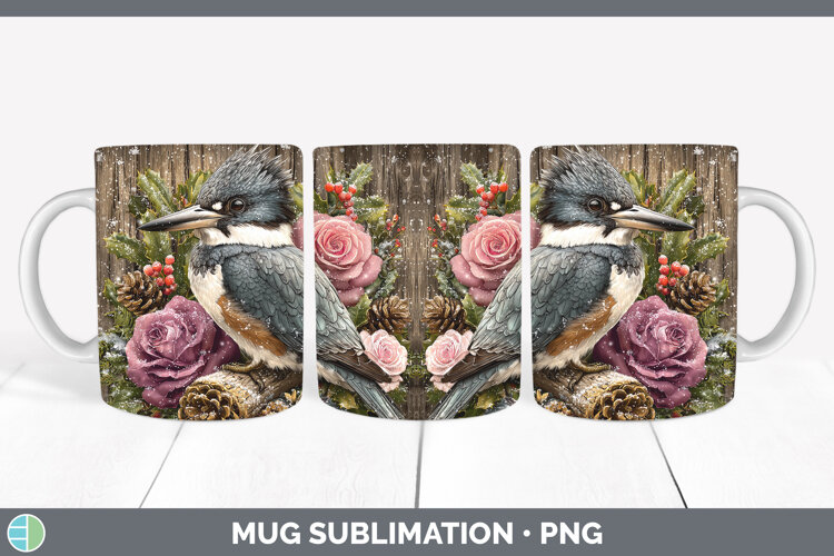 GorgeousBirds 01 Rustic Christmas Mug Wrap design.