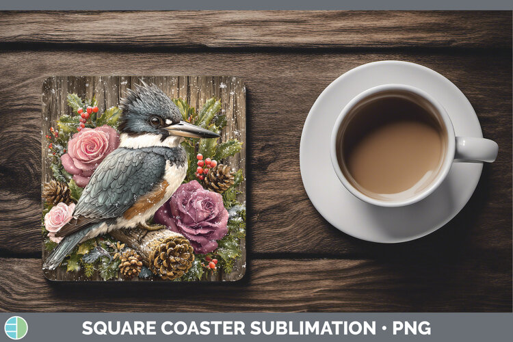 GorgeousBirds 01 Rustic Christmas Square Coaster design.