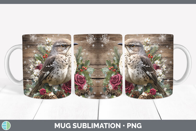 GorgeousBirds 01 Rustic Christmas Mug Wrap design.
