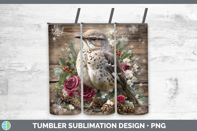 Mockingbird Birds 01 Rustic Christmas Tumbler Sublimation De