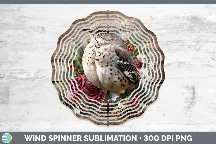 Mockingbird Birds 01 Rustic Christmas Wind Spinner Sublimati
