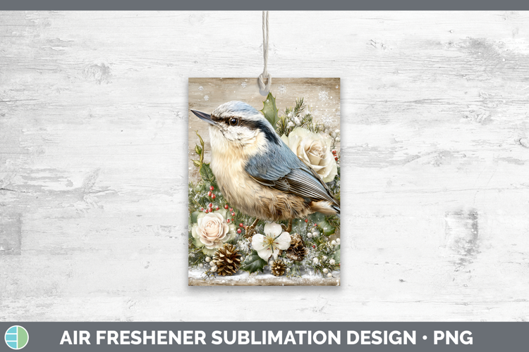 Nuthatch Birds 01 Rustic Christmas Air Freshener Sublimation