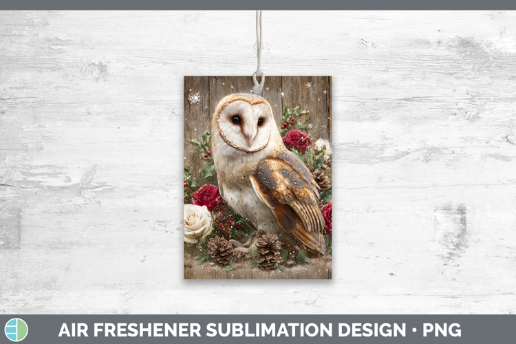 Owl Birds 01 Rustic Christmas Air Freshener Sublimation Desi