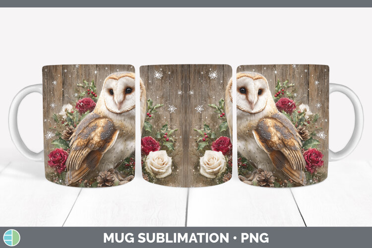 GorgeousBirds 01 Rustic Christmas Mug Wrap design.