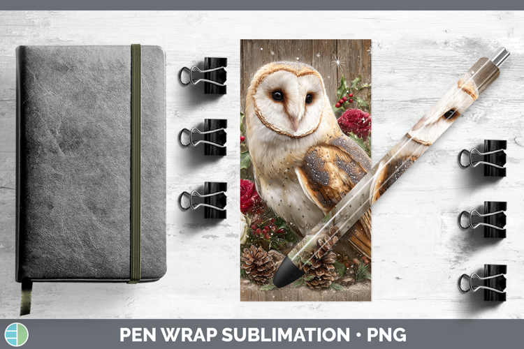 Owl Birds 01 Rustic Christmas Pen Wrap Sublimation Design