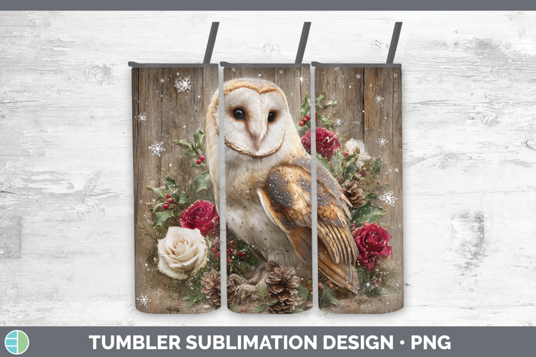 Owl Birds 01 Rustic Christmas Tumbler Sublimation Design