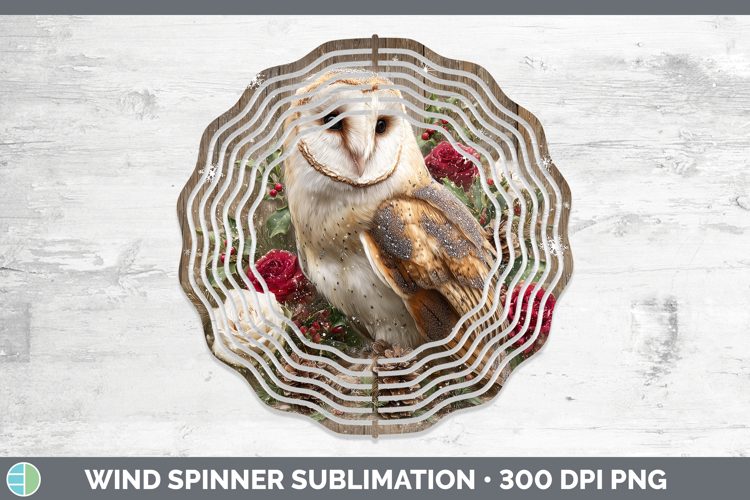 Owl Birds 01 Rustic Christmas Wind Spinner Sublimation Desig