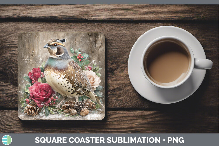 GorgeousBirds 01 Rustic Christmas Square Coaster design.