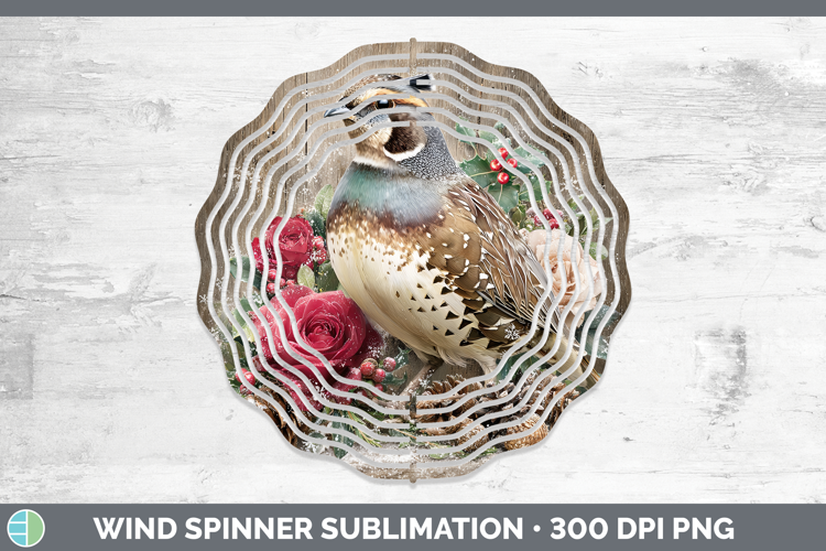 Quail Birds 01 Rustic Christmas Wind Spinner Sublimation Des