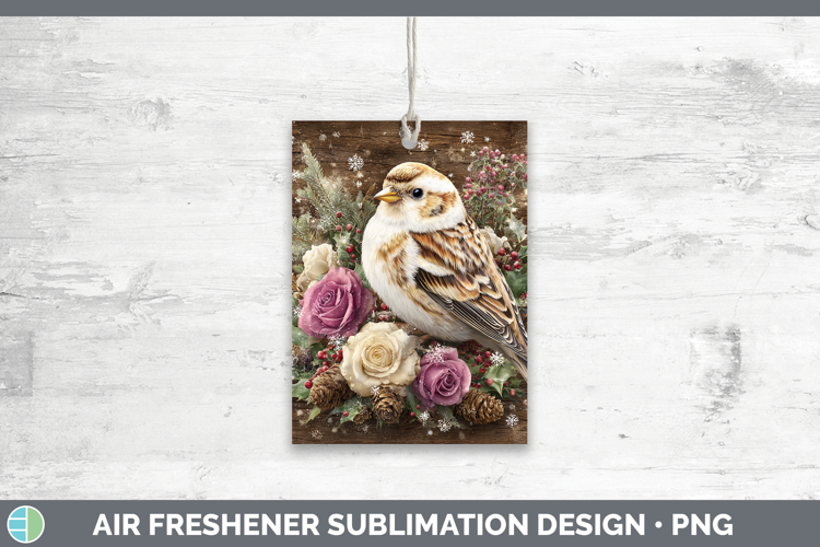 Snow Bunting Birds 01 Rustic Christmas Air Freshener Sublima