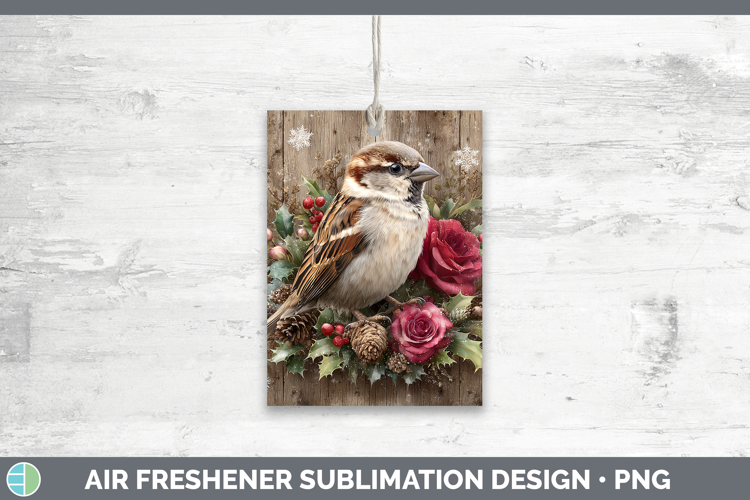 Sparrow Birds 01 Rustic Christmas Air Freshener Sublimation