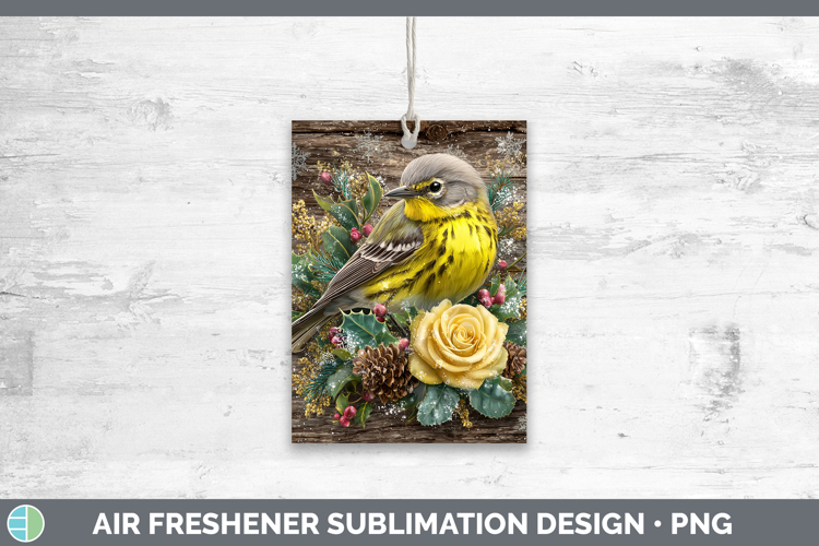 Warbler Birds 01 Rustic Christmas Air Freshener Sublimation
