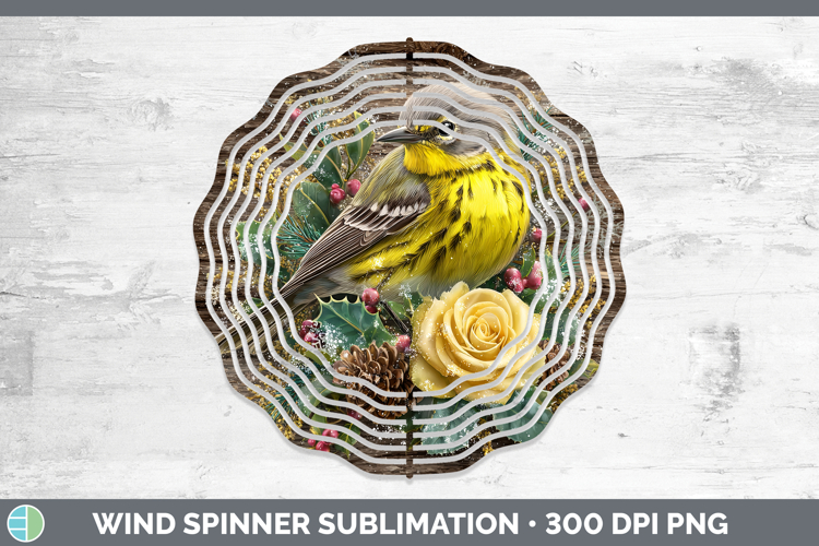 Warbler Birds 01 Rustic Christmas Wind Spinner Sublimation D