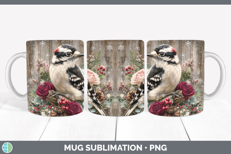 GorgeousBirds 01 Rustic Christmas Mug Wrap design.