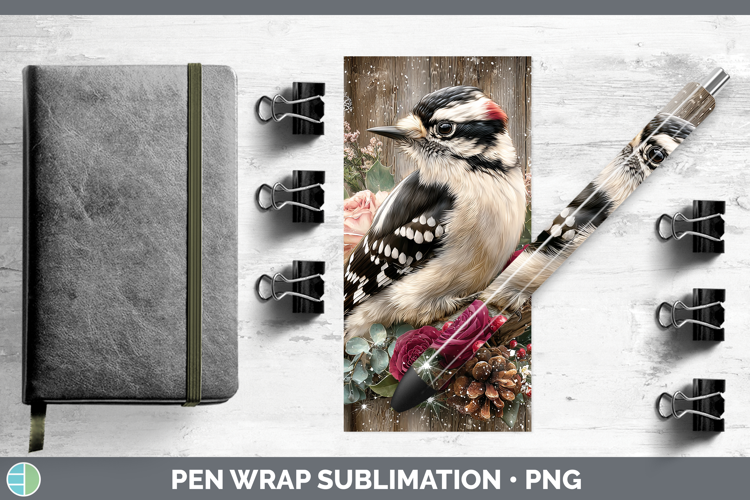 Woodpecker Birds 01 Rustic Christmas Pen Wrap Sublimation De