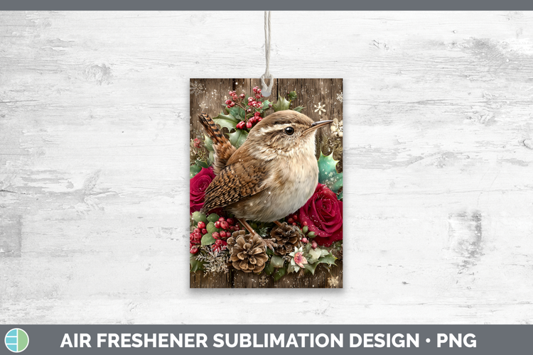 Wren Birds 01 Rustic Christmas Air Freshener Sublimation Des