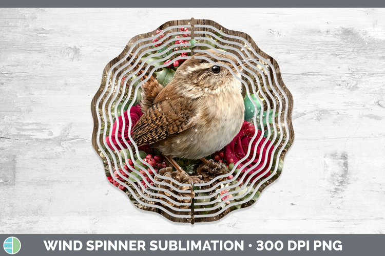 Wren Birds 01 Rustic Christmas Wind Spinner Sublimation Desi
