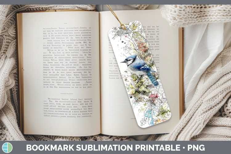 Blue Jay Birds 01 Sketch Bookmark Sublimation Design