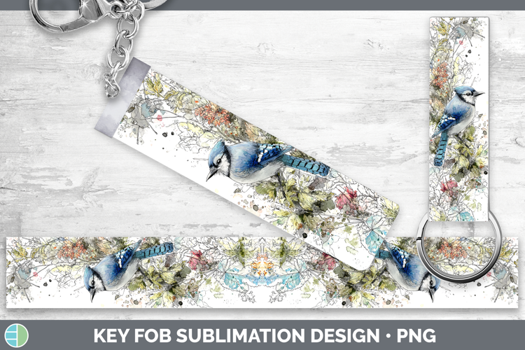 Blue Jay Birds 01 Sketch Key Fob Sublimation Design
