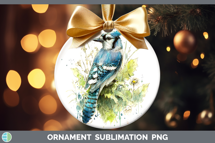 Blue Jay Birds 01 Sketch Ornament Sublimation Design