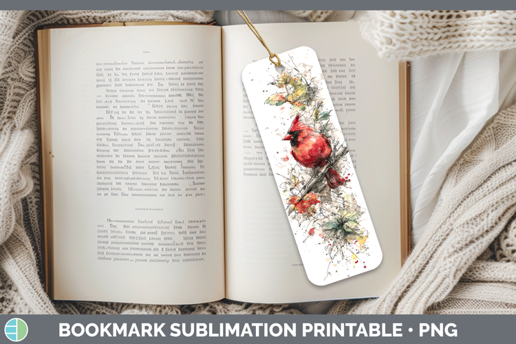 Cardinal Birds 01 Sketch Bookmark Sublimation Design