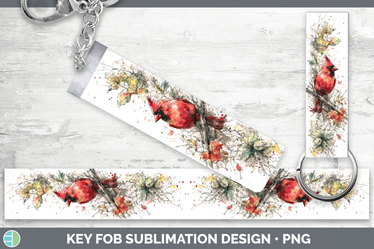 Cardinal Birds 01 Sketch Key Fob Sublimation Design