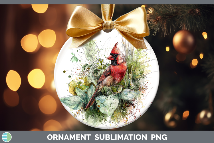 Cardinal Birds 01 Sketch Ornament Sublimation Design