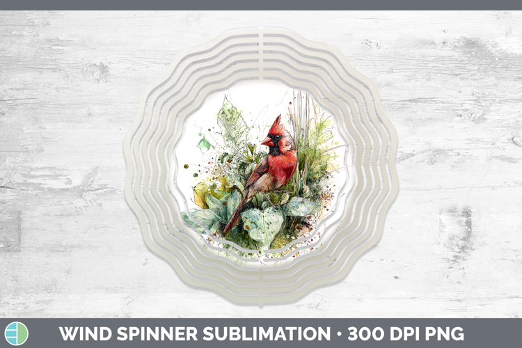Cardinal Birds 01 Sketch Wind Spinner Sublimation Design