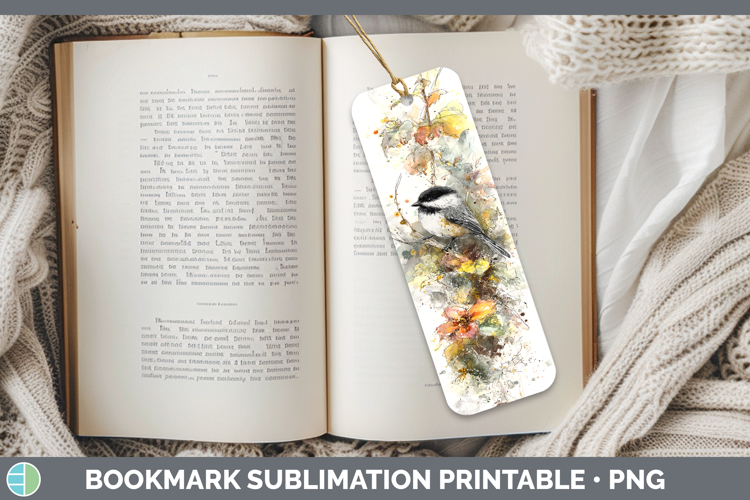 Chickadee Birds 01 Sketch Bookmark Sublimation Design