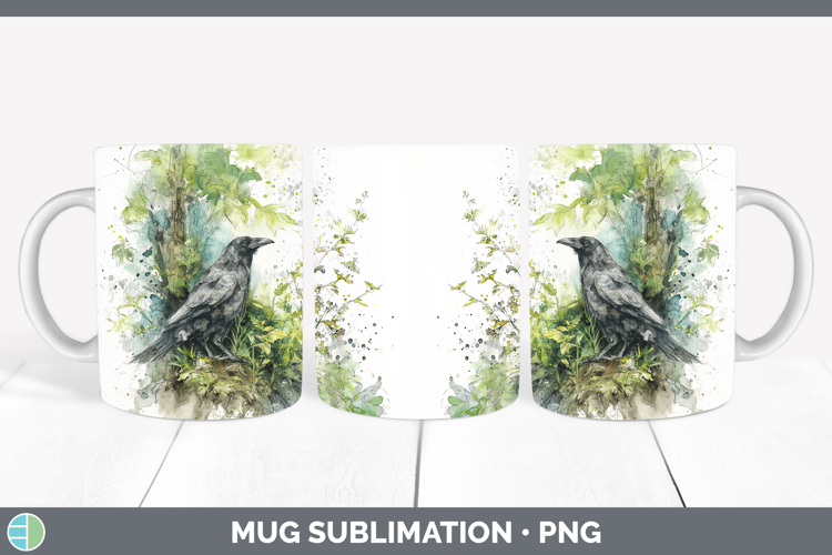 Crow Birds 01 Sketch Mug Wrap Sublimation Design