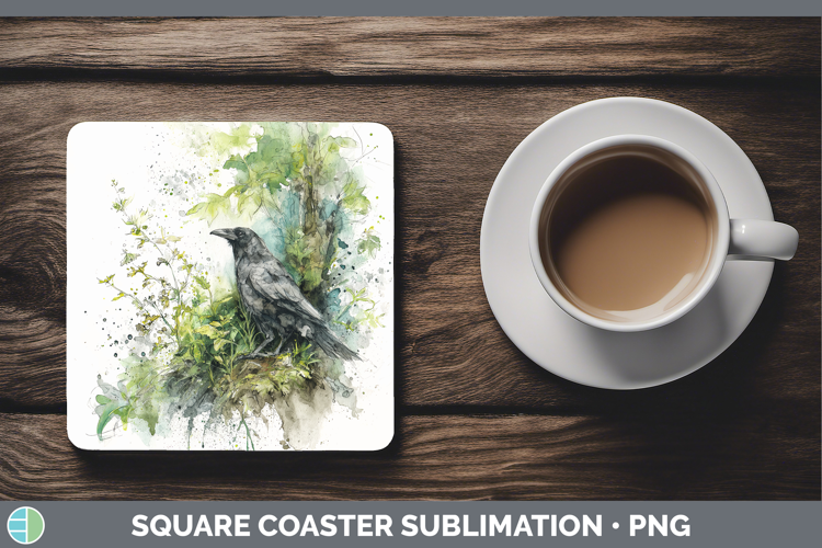 Crow Birds 01 Sketch Square Coaster Sublimation Design