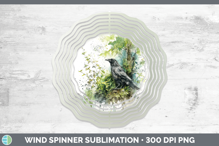 Crow Birds 01 Sketch Wind Spinner Sublimation Design
