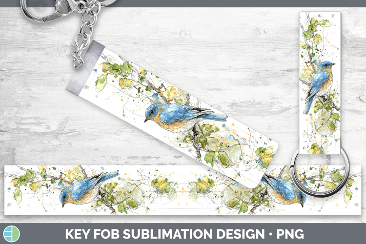 Eastern Bluebird Birds 01 Sketch Key Fob Sublimation Design