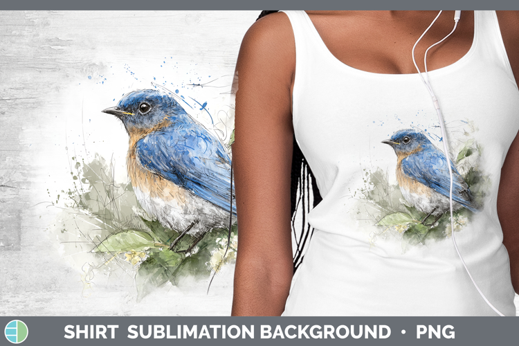 Eastern Bluebird Birds 01 Sketch Shirt Sublimation Design