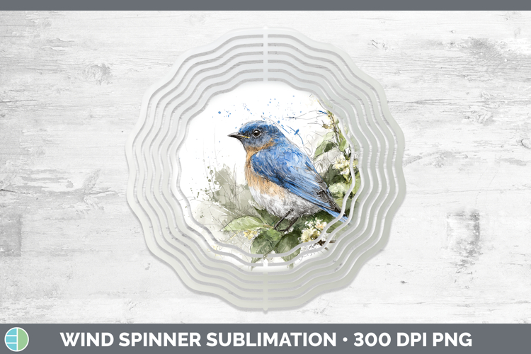 Eastern Bluebird Birds 01 Sketch Wind Spinner Sublimation De