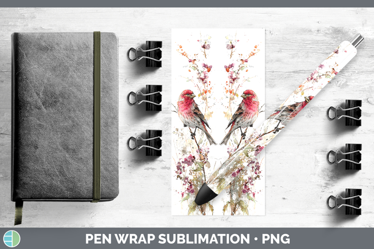 Finch Birds 01 Sketch Pen Wrap Sublimation Design