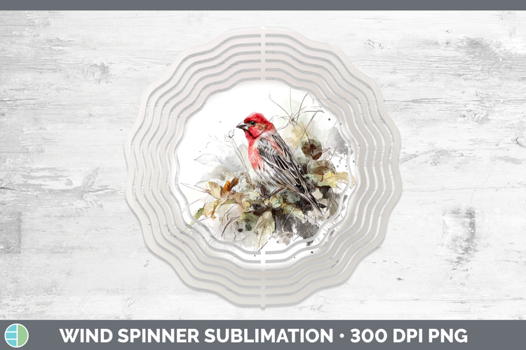 Finch Birds 01 Sketch Wind Spinner Sublimation Design