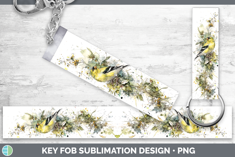 Goldfinch Birds 01 Sketch Key Fob Sublimation Design