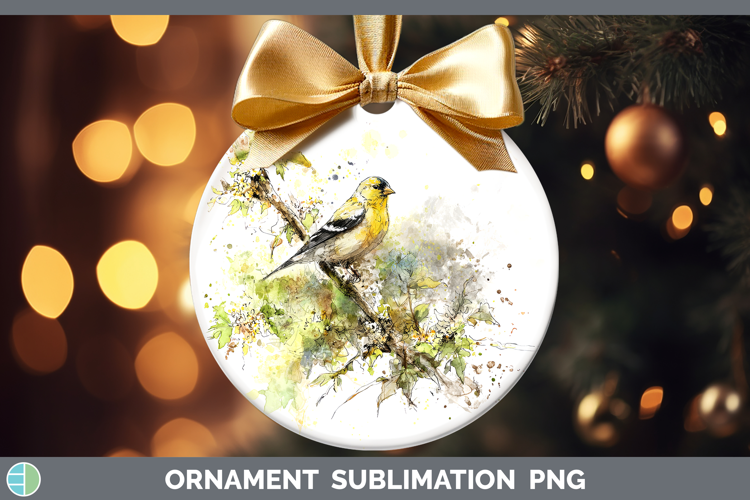 Goldfinch Birds 01 Sketch Ornament Sublimation Design