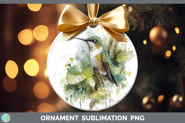 Hummingbird Birds 01 Sketch Ornament Sublimation Design