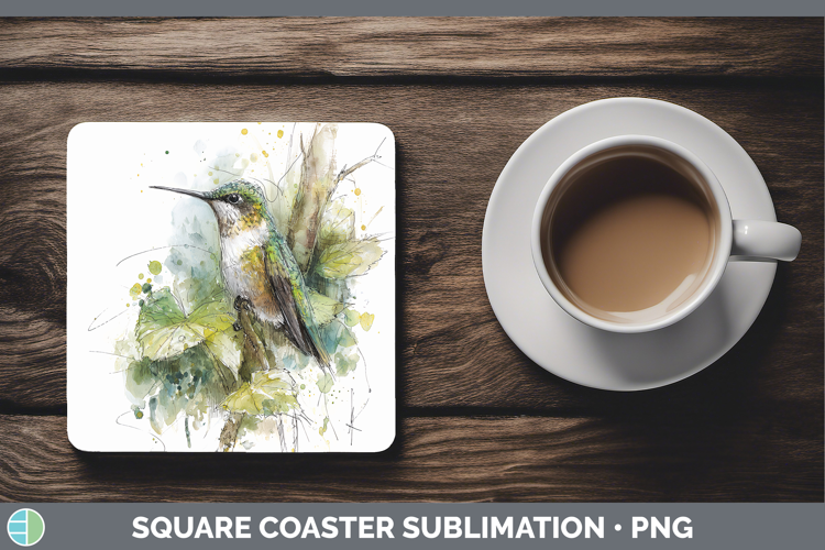 Hummingbird Birds 01 Sketch Square Coaster Sublimation Desig