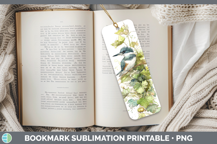 Kingfisher Birds 01 Sketch Bookmark Sublimation Design