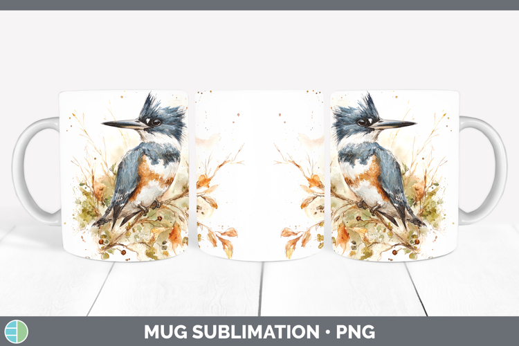 Kingfisher Birds 01 Sketch Mug Wrap Sublimation Design