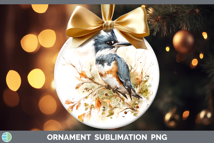 Kingfisher Birds 01 Sketch Ornament Sublimation Design