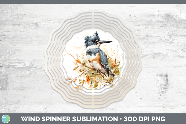 Kingfisher Birds 01 Sketch Wind Spinner Sublimation Design