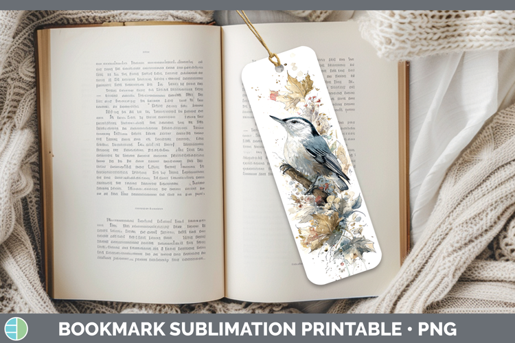 Nuthatch Birds 01 Sketch Bookmark Sublimation Design