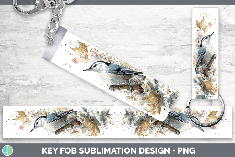 Nuthatch Birds 01 Sketch Key Fob Sublimation Design